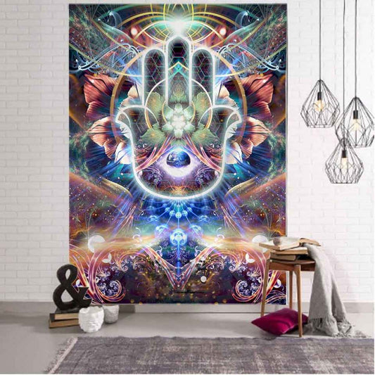 Cosmic Hamsa Tapestry