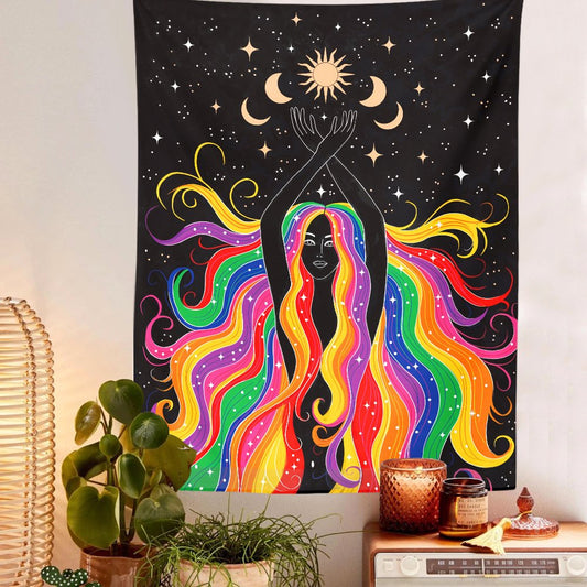 Divine Feminine Rainbown Tapestry