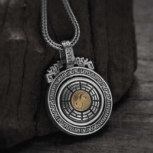 Necklace Sterling Silver Tibetan Bagua Yin Yang Zalupe