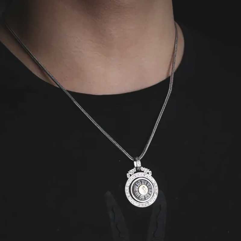 Necklace Sterling Silver Tibetan Bagua Yin Yang