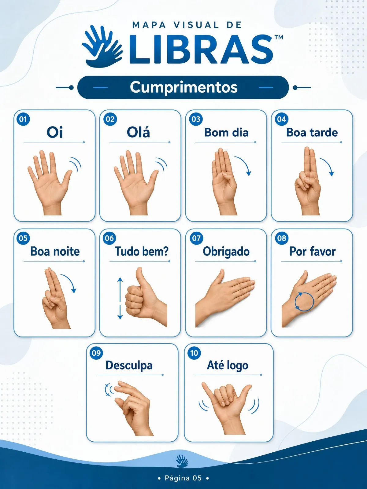 Página interna com sinais de cumprimentos