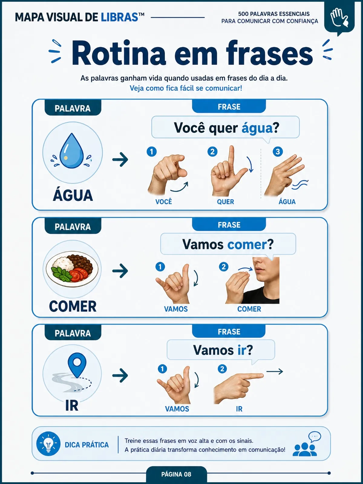 Página interna com palavras aplicadas em frases da rotina